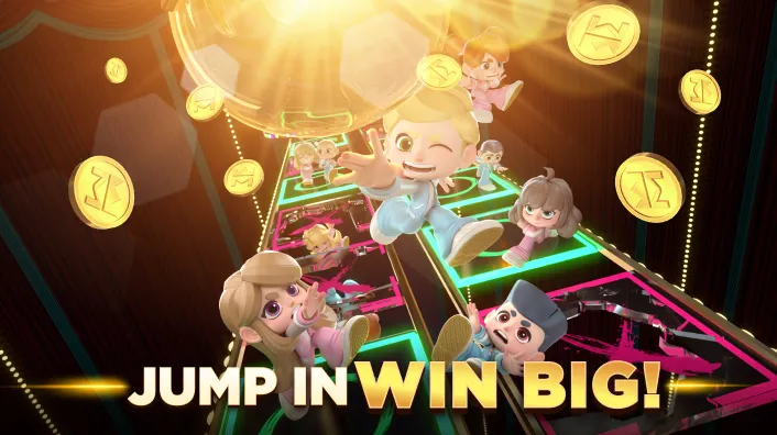 Retro-themed arcade game with vibrant pixel art and neon lights, showing a high score screen